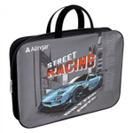 Папка с ручками 1 отделение, А4 260х340х80 мм, Alingar, ПВХ, ручки тесьма, дизайн с одной стороны, молния сверху, внутр. карман, "Гонки"