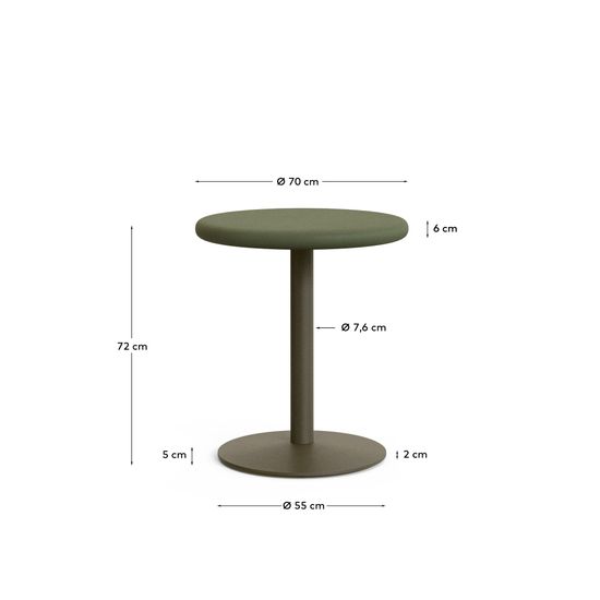 Уличный стол Esilda зеленый из цемента и стали со столешницей Ø70 см
