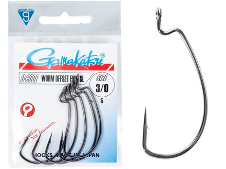 Крючки офсетные Gamakatsu WORM OFFSET EWG SL HOOKS BLACK №3/0, 5шт.