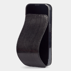 Чехол для iPhone 15 Pro из кожи ящерицы, черного цвета