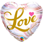 Шар Фольгированный Сердце LOVE мрамор агат фэшн (Ассорти)