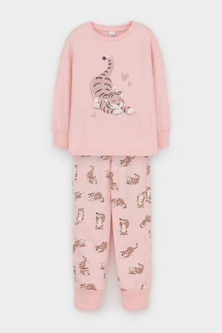 пижама  для девочки  К 1567/светлый лосось,тигрята