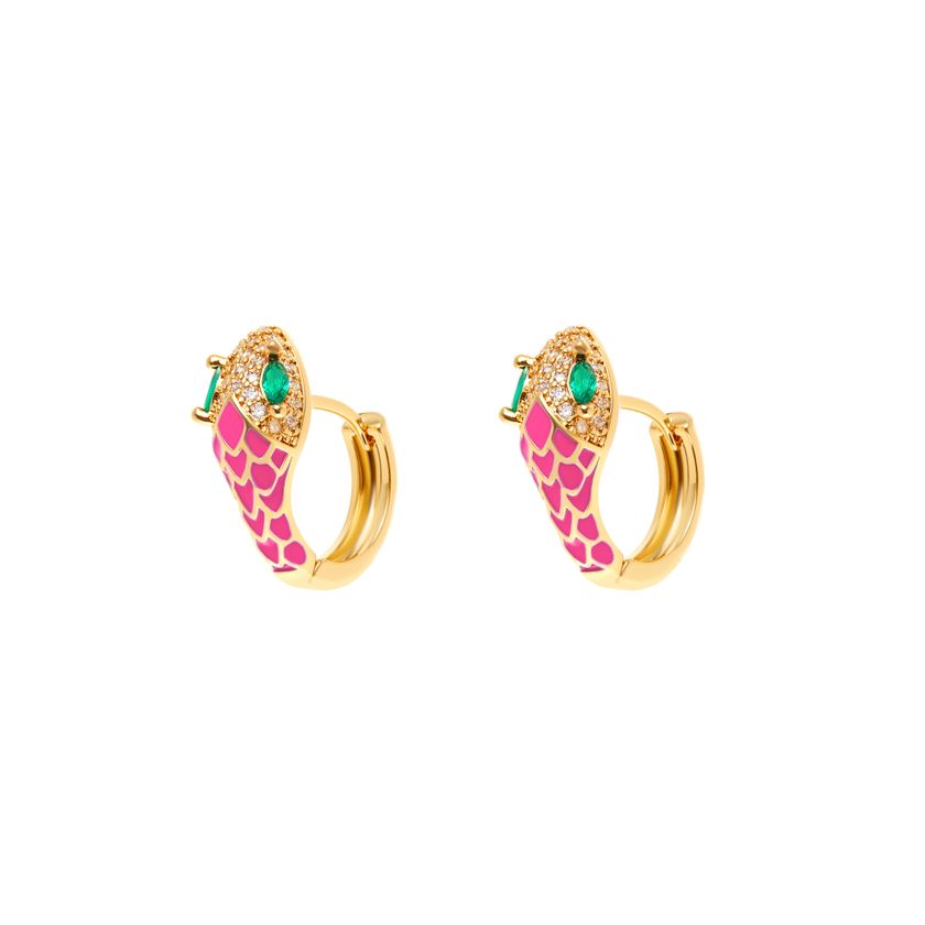 Серьги-кольца Мини Неоновая Змея – Розовые