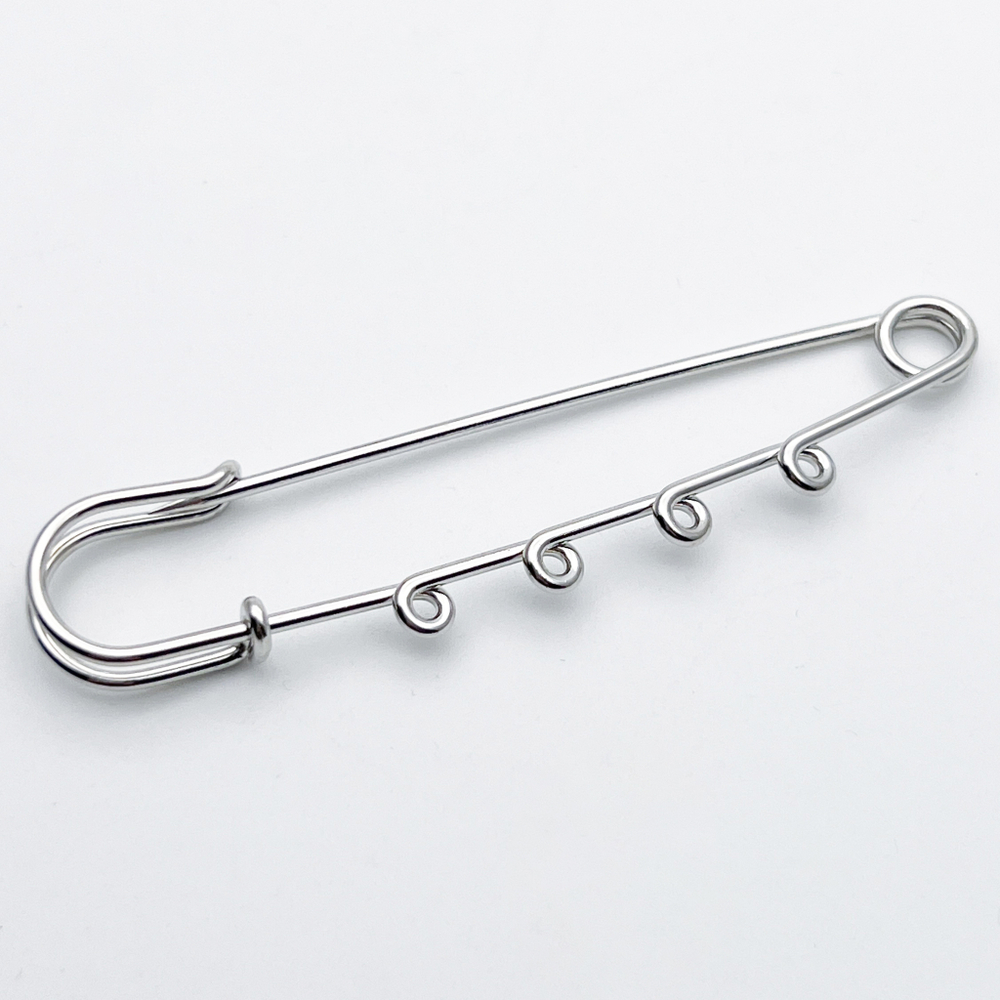 Основа для броши-булавки, сталь, 4 петли, размер 75*15 мм, цена за 1 шт