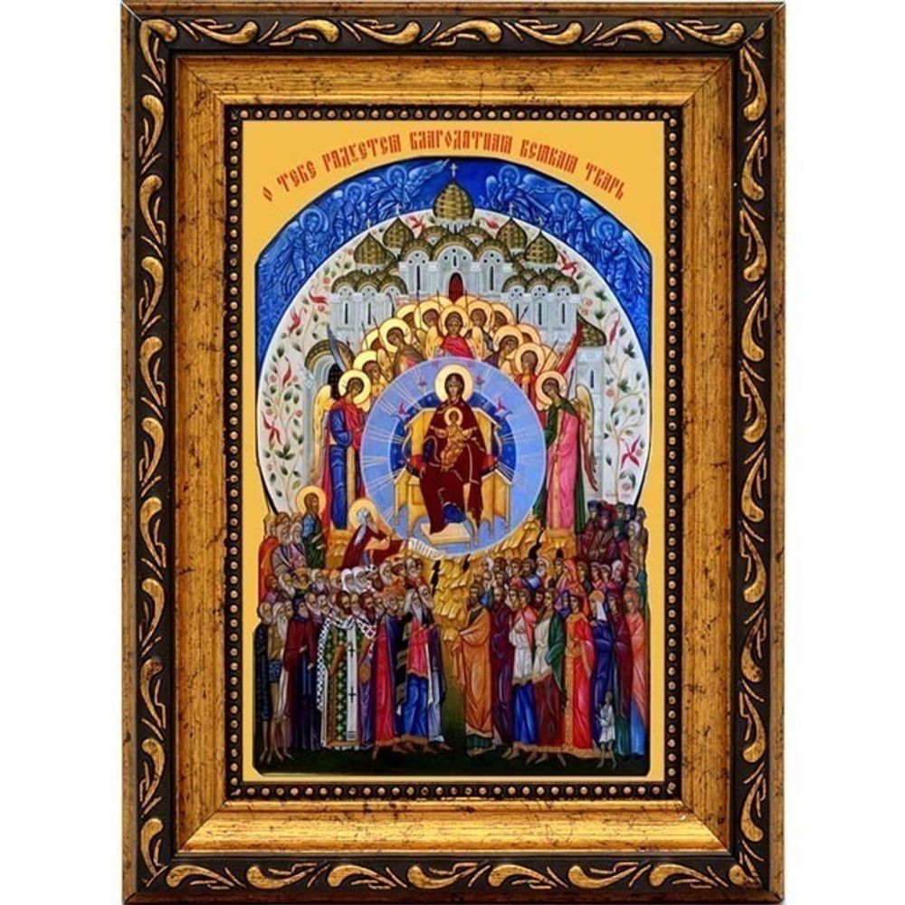 О Тебе радуется. Икона Божьей Матери на холсте.