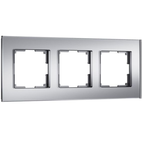Рамка на 3 поста Werkel Senso серебряный стекло soft-touch W0033106 4690389200427