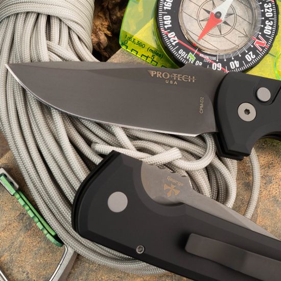 Автоматический нож Pro-Tech PTLG321-D2 Rockeye - алюм. черн. рук-ть, клинок Smoky Grey CPM-D2