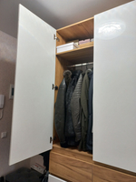 Шкаф для одежды распашной с полками Дуб Крафт Золотой/Белый Глянец, 150х51х236 см Бостон Стиль