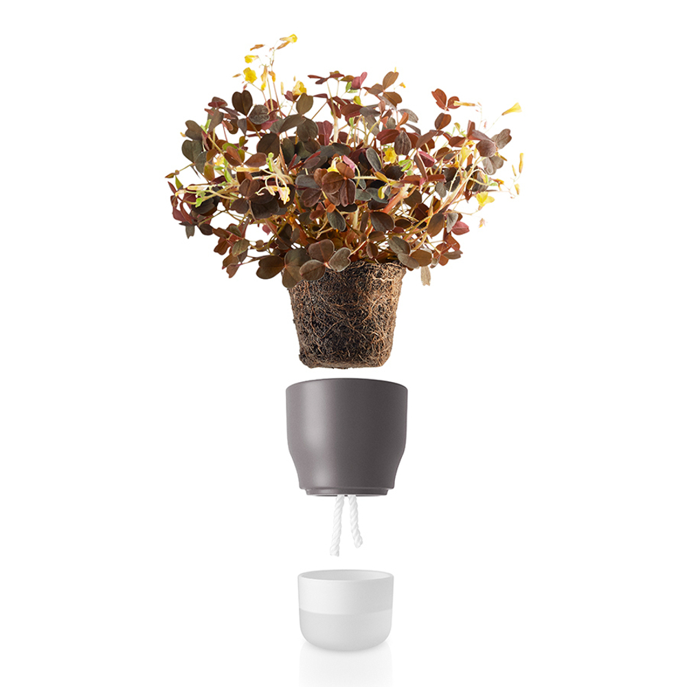 Горшок для растений с функцией самополива d9 см серый