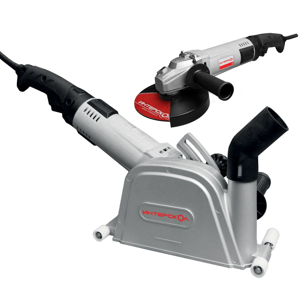 Система профессиональной бетонообработки 2 в 1: бороздодел (штроборез) + угловая шлифовальная машина ИНТЕРСКОЛ ПД-125/1800Э + УШМ-150/1800Э