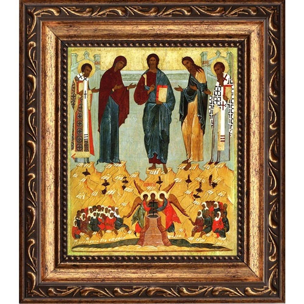 Празднество Всемилостивому Спасу и Пресвятой Богородице. Икона на холсте.