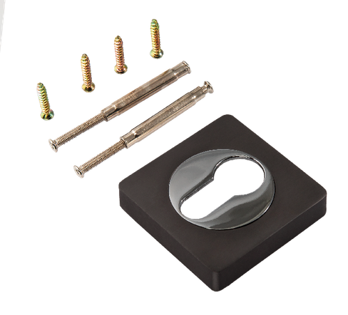 Накладка квадрат на цилиндр Ренц INET 02 B/CP, цвет черный/хром (гарантия - 12 месяцев)