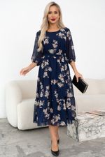 Платье Хелен (синий/цветы) Р11-2075/7 Nikol