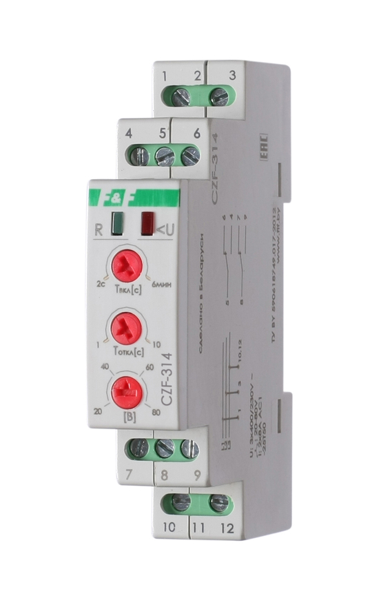 Реле контроля и наличия фаз CZF-314 3х400В 50Гц 2А IP20 регулировка порога отключения