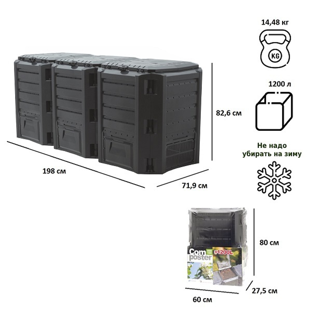 Компостер Prosperplast Module 1200л, черный