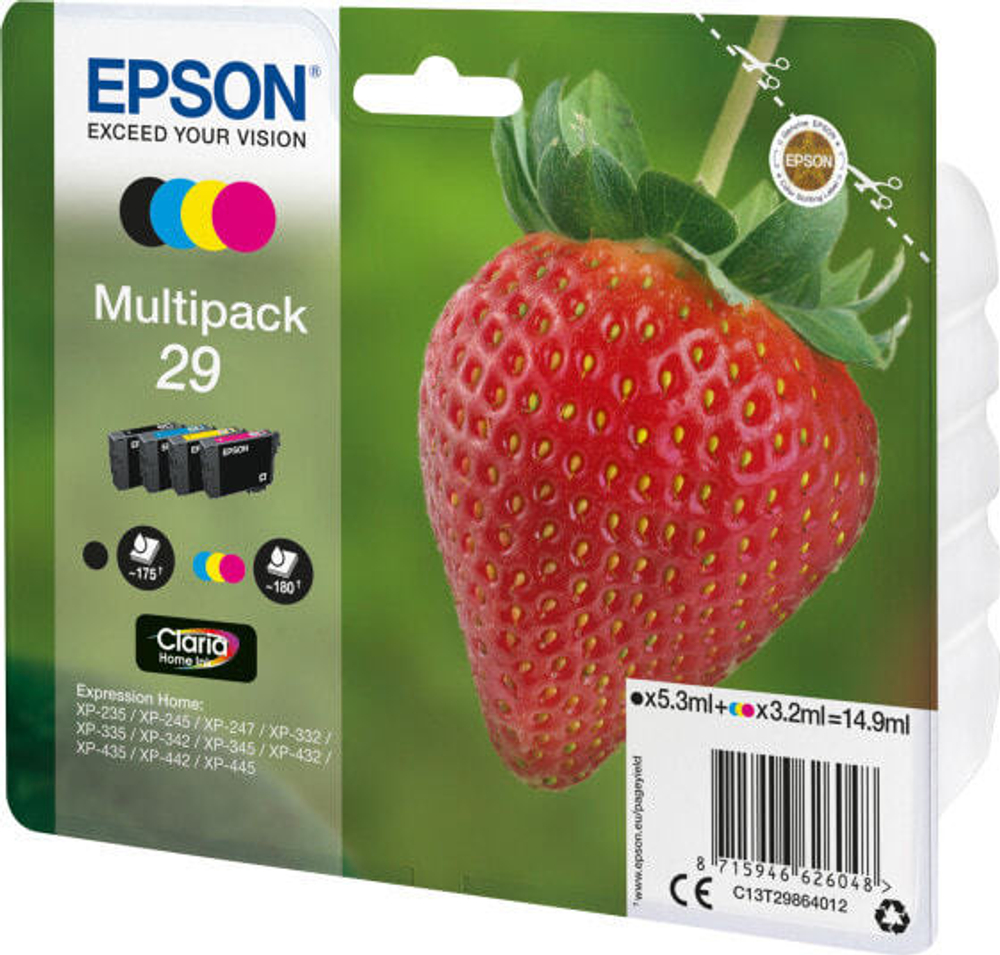 Epson Strawberry C13T29864022 струйный картридж Подлинный Черный, Голубой, Пурпурный, Желтый 1 шт