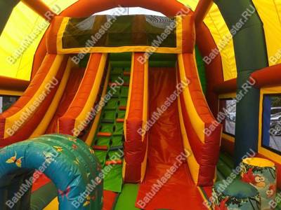 Надувной батут "Страна Сафария" с крышей и пневмопушками