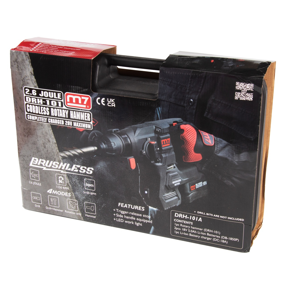 Перфоратор аккумуляторный,18 В, 4 предмета, кейс MIGHTY SEVEN DRH-101A