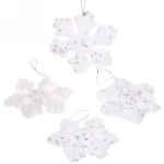 Ёлочные игрушки «Снежинка» 7,5 см (набор 4 шт), белый