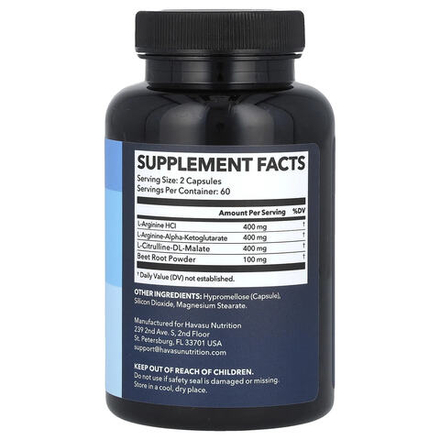 Havasu Nutrition, L-аргинин с аминокислотой цитруллин, 120 капсул