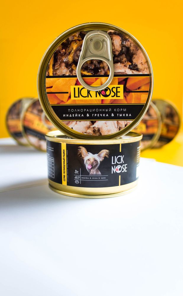 Влажный корм Lick Nose для собак мелких пород индейка с гречкой и тыквой 125 г