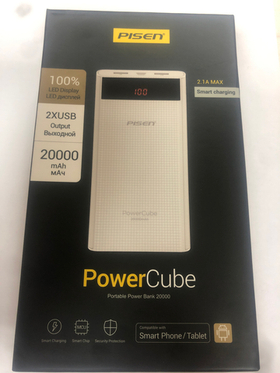 Внешний Аккумулятор (Power Bank) Pisen TS-D221 20000 mAh (5,0V - 2A, 2USB,LCD) Белый
