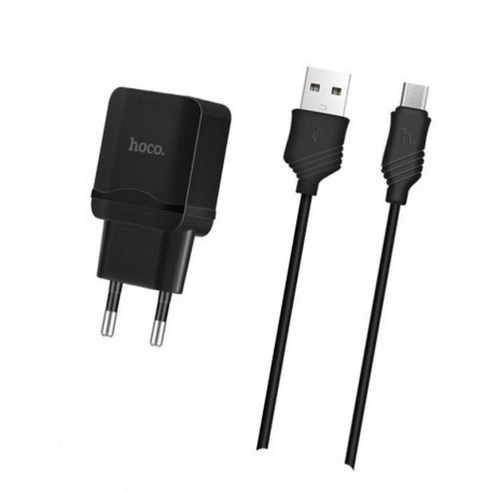 Сетевой адаптер питания HOCO C22A 2USB 2.4A + кабель Micro (черный)