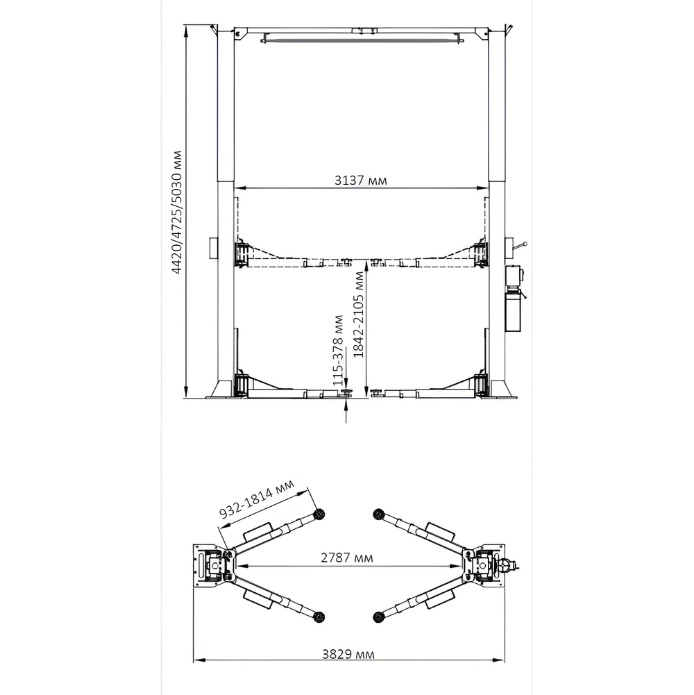 A255CHM (PEAK 212CH) Подъемник двухстоечный 5.5 т.