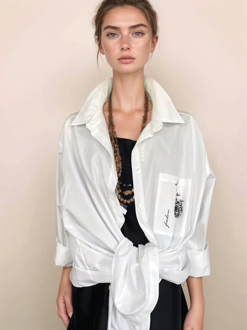 Рубашка из хлопка с принтом Marina Rinaldi