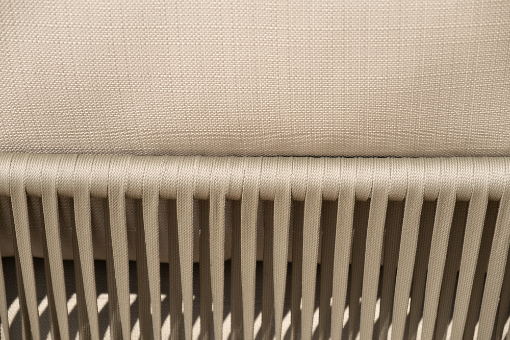 "Форли" лаунж-зона 4-местная плетеная из роупа (веревки), каркас алюминиевый светло-серый, роуп серо-коричневый