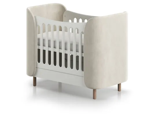 Кроватка KIDI Soft mini cпальное место 60*120 см антивандальная ткань (молочный)