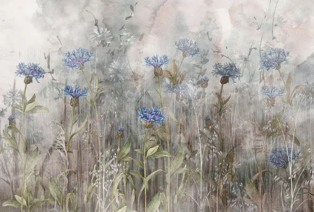 Фотообои Vimala "Полевые цветы 5" 400Х270, обои виниловые, обои в гостиную, спальню, в зал, на кухню