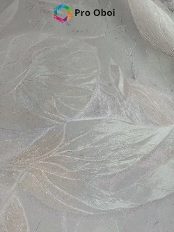 Gomel-FOX Обои флизелиновые метровые Chloe, вспененный винил серый с розовым оттенком цветы, листья, в спальню, в прихожую, в кухню, длина 10м ширина 1.06м