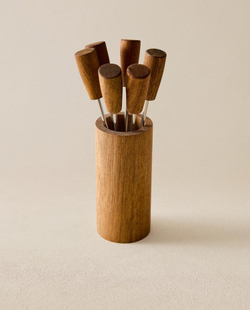 ZARA HOME НАБОР ШПАЖЕК ДЛЯ ЗАКУСОК С ДЕРЖАТЕЛЕМ (6 ШТ.), СВЕТЛО-БЕЖЕВЫЙ