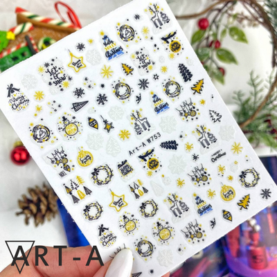 Art-A Наклейки для дизайна ногтей W753 Новогодние