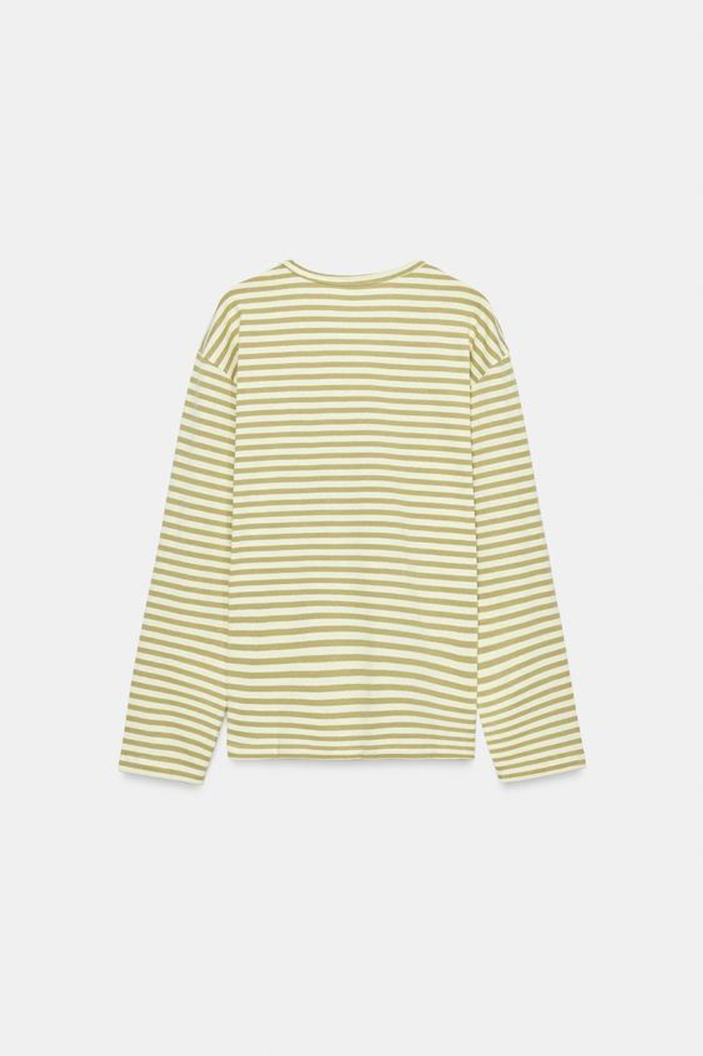 ZARA ФУТБОЛКА В ПОЛОСКУ ИЗ ХЛОПКА И ЛЬНА, БЕЖЕВЫЙ/НЕЖНО-КОРИЧНЕВЫЙ