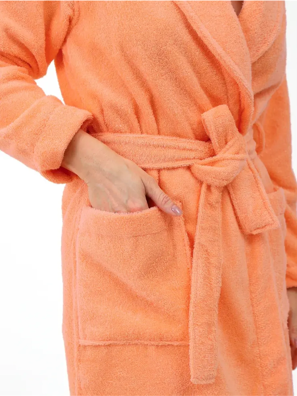 Халат женский махровый "Элит" с воротником шалькой, цвет: 028-Персиковый