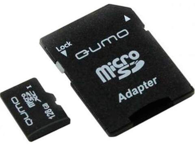 Карта памяти MicroSD 128 Гб Qumo +SD адаптером UHS-I 3.0