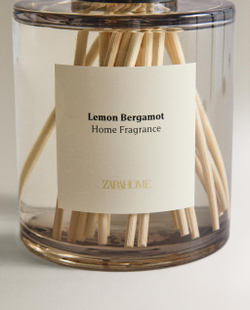 Zara Home Аромадиффузор Lemon Bergamot 500 мл, тростниковые палочки микадо, аромат свежий цитрусовый, Горчичный