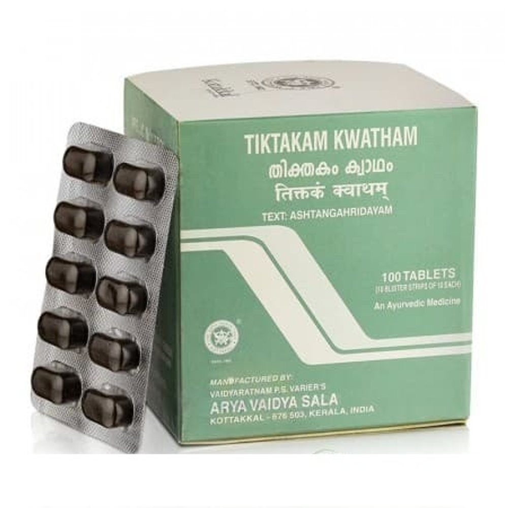 БАД Kottakkal Tiktakam Kwatham для лечения кожных заболеваний, 100 таб