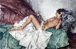 Сэр Уильям Рассел  Флинт. Лежащая обнаженная II (Reclining Nude II). 38.5 x 57. Акварель. Частное собрание.