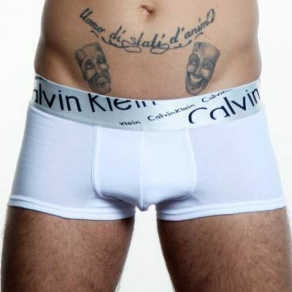 Мужские трусы боксеры белые с косой резинкой Calvin Klein Steel Boxer Italics White