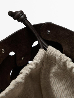 Massimo Dutti Замшевая сумка-шопер с заклепками, коричневый