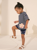 Футболка и шорты-велосипедки в комплекте для девочки Next AD5-569, Темно-синий, Белый