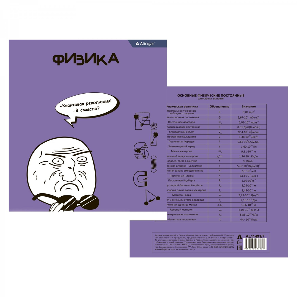 Комплект предметных тетрадей А5 48л., 10 предметов, со справ матер, скрепка, мелов. картон (стандарт), блок офсет, Alingar "Мемы"