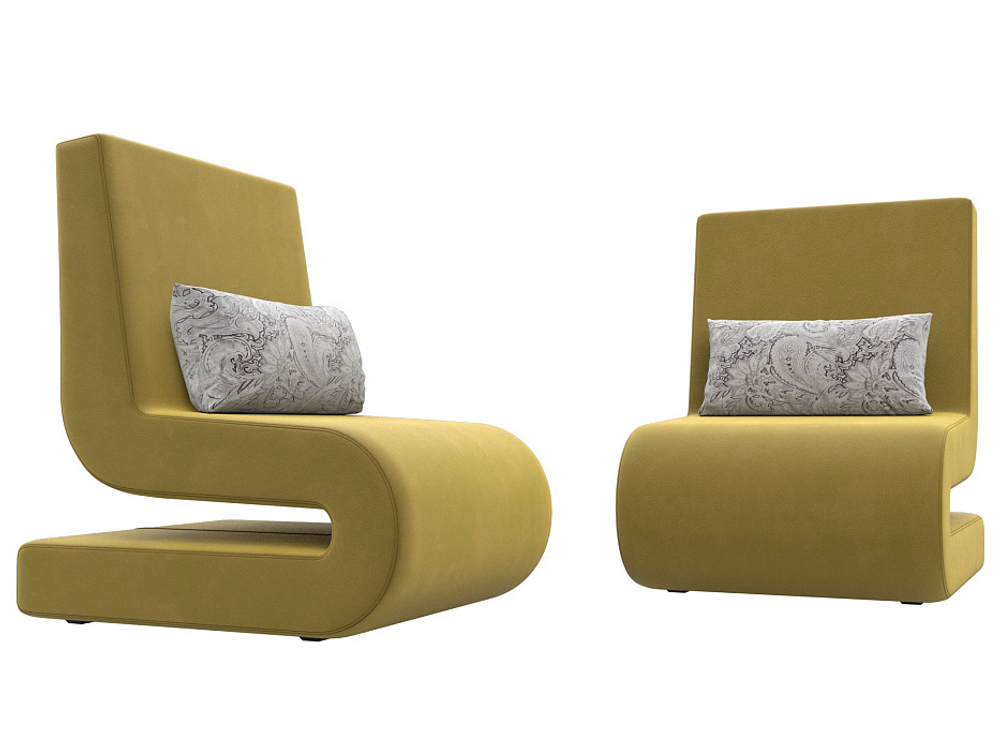 Кресло Волна (2 шт.), Желтый/Серый, Микровельвет\Велюр, 115668