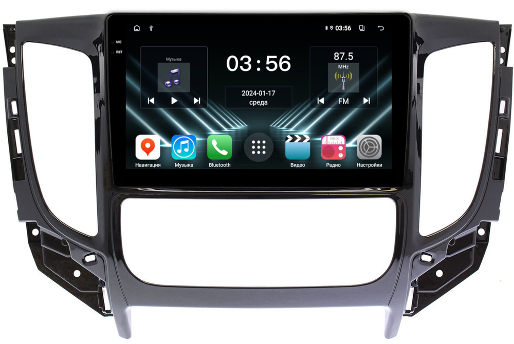 Магнитола для Mitsubishi L200 5 2015-2019 (климат), Pajero Sport 3 2016-2023 (МКПП), FIAT Fullback - FarCar DX1198M монитор 9.5" IPS на Android 13, 4+64Гб, CarPlay