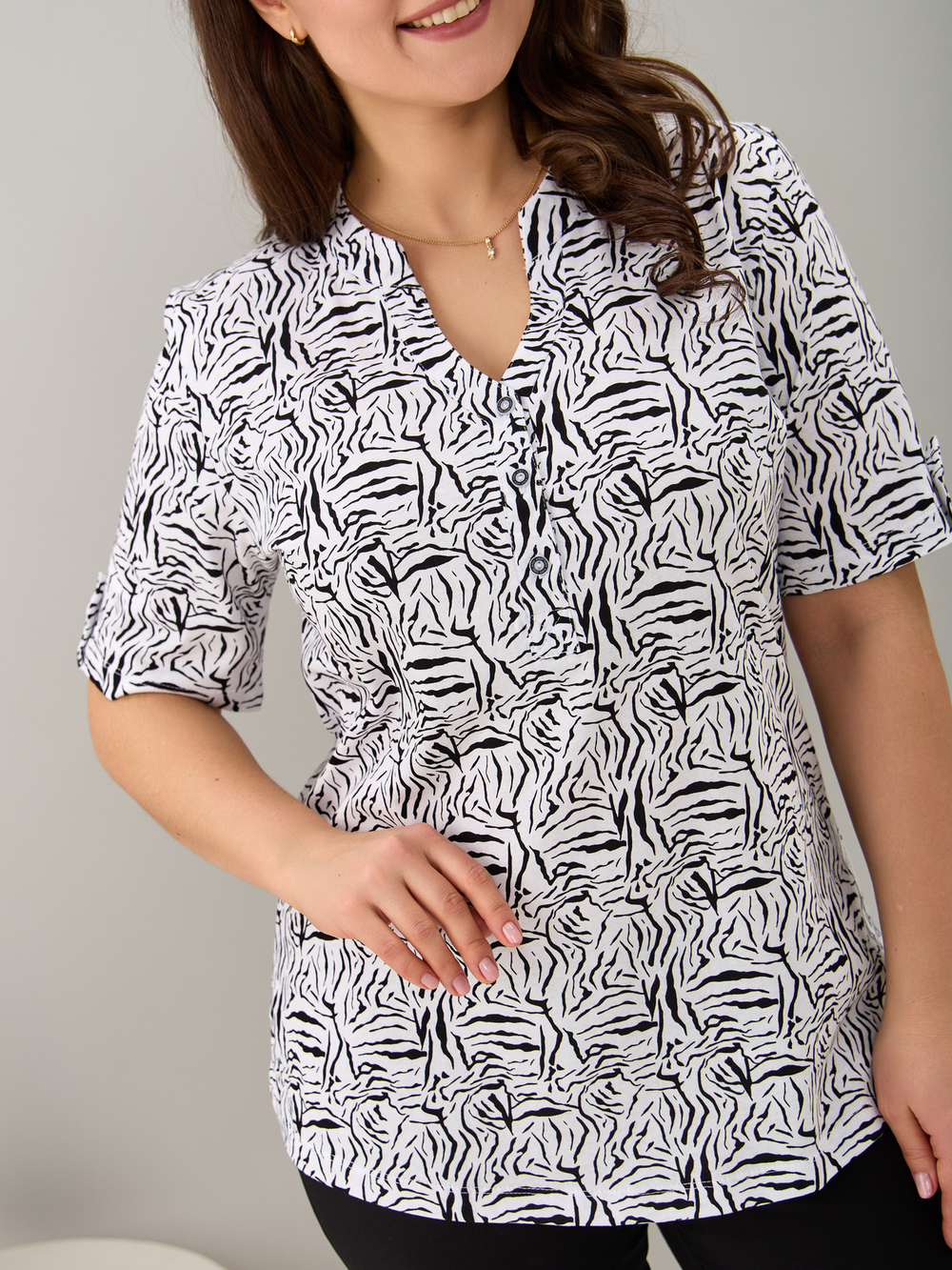 Блузка БЛ-122/белый-зебра