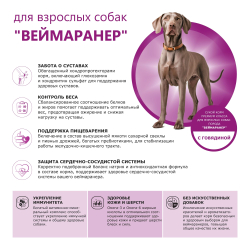 Корм сухой для взрослых собак породы Веймаранер, премиум полнорационный комплекс, с говядиной, 12 кг, QUATTRO