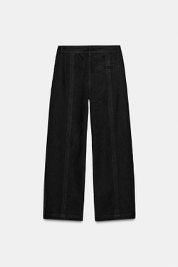 ZARA БРЮКИ С БАХРОМОЙ ZW COLLECTION LIMITED EDITION, ЧЕРНЫЙ